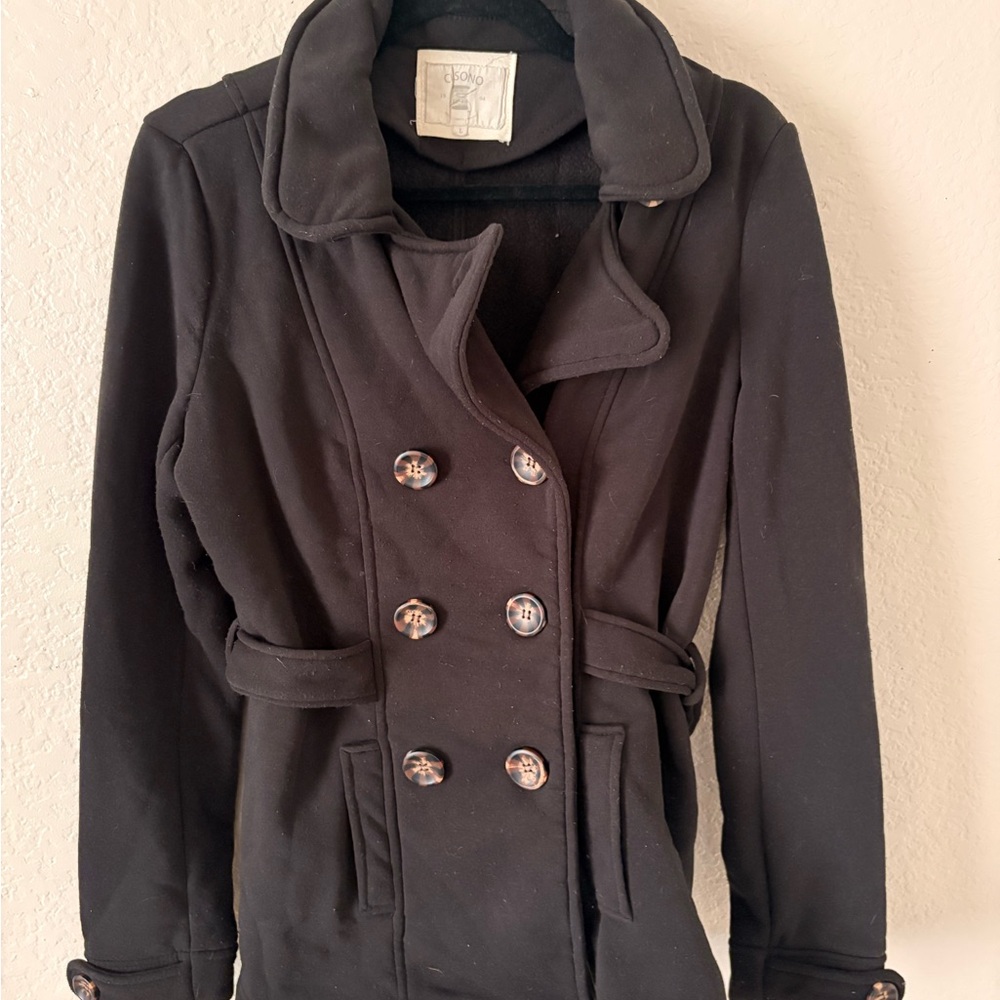 Ci Sono Black Double-Breasted Coat junior size large